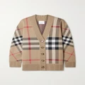 Burberry - Checked Jacquard-knit Cardigan - Neutral - XXS