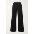 Moncler - Appliquéd Shell-trimmed Cotton-jersey Sweatpants - Black - large