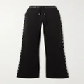 Moncler - Appliquéd Shell-trimmed Cotton-jersey Sweatpants - Black - x large