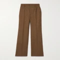 SAINT LAURENT - Pleated Wool Flared Pants - Light brown - FR36