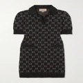 Gucci - Metallic Jacquard-knit Cotton-blend Mini Dress - Navy - XXS