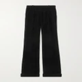 SAINT LAURENT - Pleated Velvet Flared Pants - Black - FR34