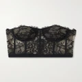 Alexander McQueen - Satin-trimmed Cotton-blend Corded Lace Bustier Top - Black - IT36