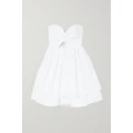 Carolina Herrera - Strapless Tiered Ruffled Cutout Moire-taffeta Mini Dress - White - US4