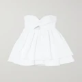 Carolina Herrera - Strapless Tiered Ruffled Cutout Moire-taffeta Mini Dress - White - US12