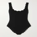 Marysia - + Net Sustain Palm Springs Scalloped Recycled-seersucker Swimsuit - Black - large