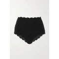 Marysia - + Net Sustain Santa Monica Scalloped Recycled-seersucker Bikini Briefs - Black - x small