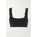 Marysia - + Net Sustain Palm Springs Scalloped Recycled-seersucker Bikini Top - Black - x small