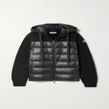 Moncler - Ribbed Wool And Quilted Shell Down Hoodie - Black - large