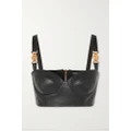 Versace - Embellished Jersey-paneled Leather Bustier Top - Black - IT42