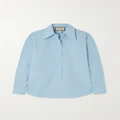 Gucci - Embroidered Cotton-poplin Shirt - Light blue - IT44