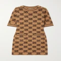 Gucci - Embellished Jacquard-knit Wool Dress - Camel - XXS
