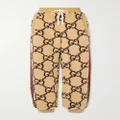 Gucci - Webbing-trimmed Wool-blend Jacquard Track Pants - Camel - S