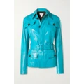 Bottega Veneta - Belted Glossed-leather Jacket - Bright blue - IT38