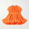 Lanvin - Cape-effect Belted Charmeuse Mini Dress - Orange - FR34