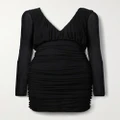 SAINT LAURENT - Ruched Stretch-jersey Mini Dress - Black - FR36