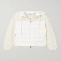 Moncler - Ribbed Wool And Quilted Shell Down Hoodie - White - medium