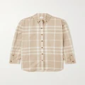 Burberry - Embroidered Checked Cotton-twill Shirt - Light brown - UK 4