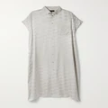Balenciaga - Oversized Frayed Satin-jacquard Midi Shirt Dress - Gray - FR34