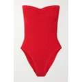 Hunza G - + Net Sustain Brooke Seersucker Bandeau Swimsuit - Red - One size