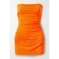 Norma Kamali - Pickleball Strapless Ruched Stretch-jersey Mini Dress - Orange - xx small