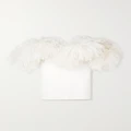 Magda Butrym - Off-the-shoulder Feather-trimmed Silk-crepe Mini Dress - Off-white - FR36