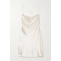 SAINT LAURENT - Open-back Silk-satin Mini Dress - White - FR36