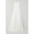 Erdem - Isla Tie-detailed Tiered Cotton-blend Lace Gown - White - UK 8