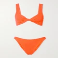 Hunza G - + Net Sustain Juno Twist-front Seersucker Bikini - Orange - One size