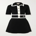 Gucci - Striped Embroidered Wool Mini Dress - Black - S