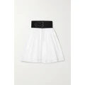 Alaïa - Laser-cut Leather-trimmed Broderie Anglaise Cotton Mini Skirt - White - FR42