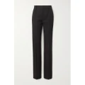 SAINT LAURENT - Crepe-trimmed Grain De Poudre Wool Straight-leg Pants - Black - FR34