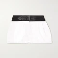 Alaïa - Belted Leather-trimmed Broderie Anglaise Poplin Shorts - White - FR36