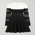 Alaïa - Two-tone Laser-cut Stretch-knit Mini Dress - Black - FR44