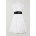 Alaïa - Belted Leather-trimmed Broderie Anglaise Cotton Midi Dress - White - FR38