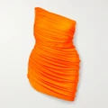 Norma Kamali - Diana One-shoulder Ruched Stretch-jersey Dress - Bright orange - xx small