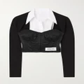 Dolce & Gabbana - Cropped Satin, Stretch-jersey And Cotton-blend Poplin Top - Black - IT38
