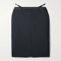 Gucci - Patent Leather-trimmed Mohair And Wool-blend Midi Skirt - Midnight blue - IT40