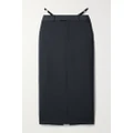 Gucci - Patent Leather-trimmed Mohair And Wool-blend Midi Skirt - Midnight blue - IT40