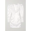 Alessandra Rich - Draped Crystal-embellished Duchesse Silk-satin Mini Dress - White - IT36