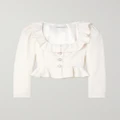 Alessandra Rich - Embellished Ruffled Cropped Wool-crepe Jacket - White - IT36