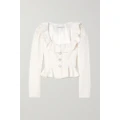 Alessandra Rich - Embellished Ruffled Cropped Wool-crepe Jacket - White - IT36