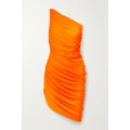 Norma Kamali - Diana One-shoulder Ruched Stretch-jersey Dress - Bright orange - x large