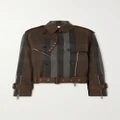 Burberry - Belted Double-breasted Checked Gabardine Biker Jacket - Brown - UK 8