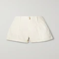 PAIGE - Brooklyn Pleated Stretch-denim Shorts - Off-white - 25