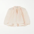 Lanvin - Ruffled Gathered Charmeuse Blouse - Baby pink - FR34