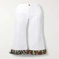 PUCCI - Embellished Fringed Silk-trimmed Stretch-cotton Drill Straight-leg Pants - White - IT38