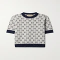 Gucci - Love Parade Metallic Jacquard-knit Cotton-blend Sweater - Navy - XXS