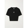 Loewe - Anagram Cropped Embroidered Ribbed Cotton T-shirt - Black - medium