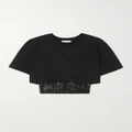 Alexander McQueen - Cropped Layered Cotton-jersey And Embroidered Tulle T-shirt - Black - IT44